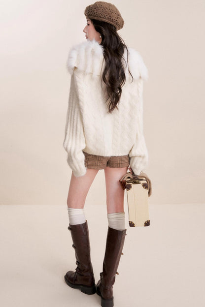 Winter Faux Patchwork Cardigan