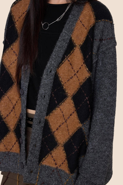 Diamond Tassel Knit Cardigan Sweater Jacket