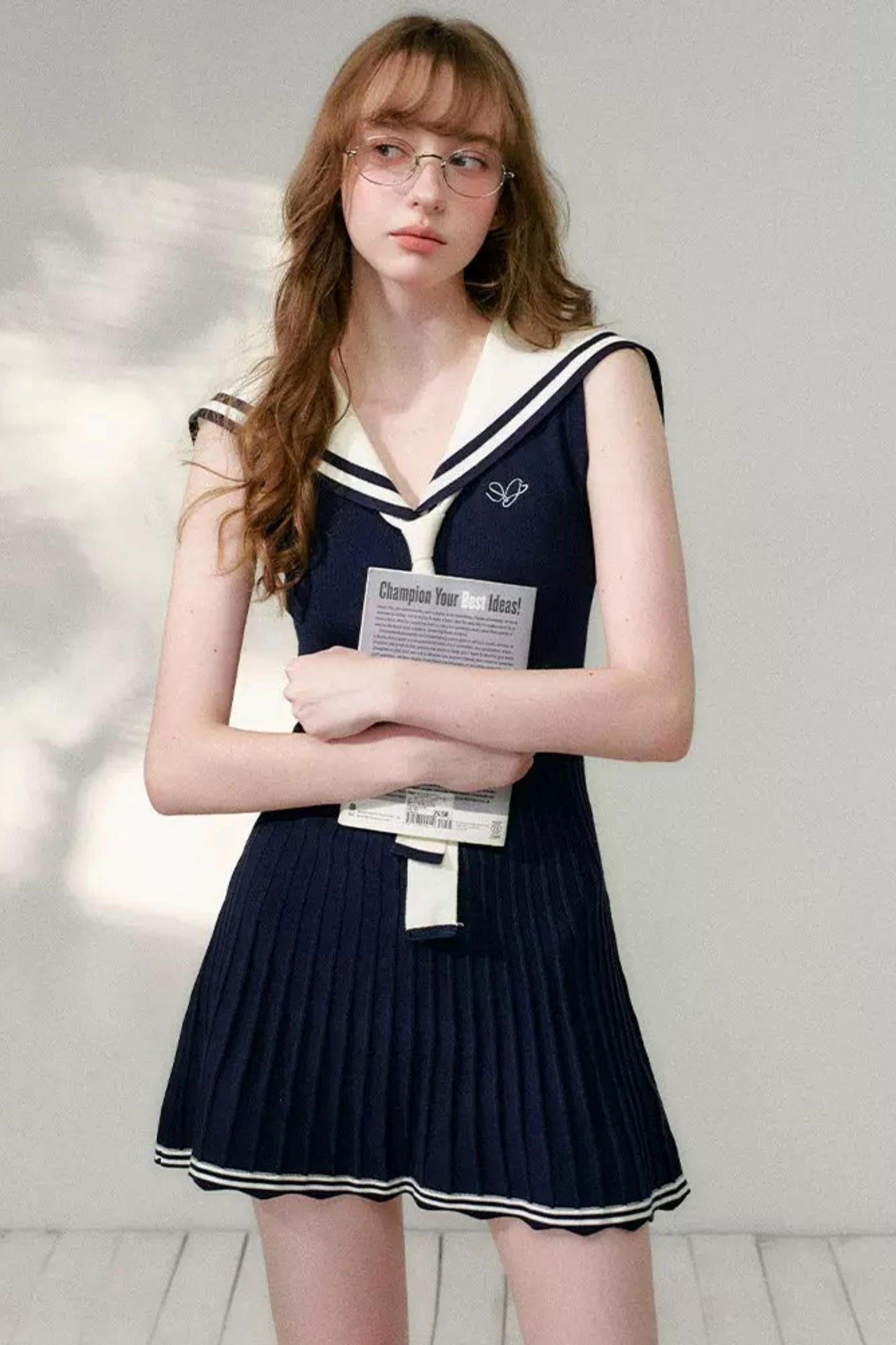 Navy Sailor Collar Knitted Dress