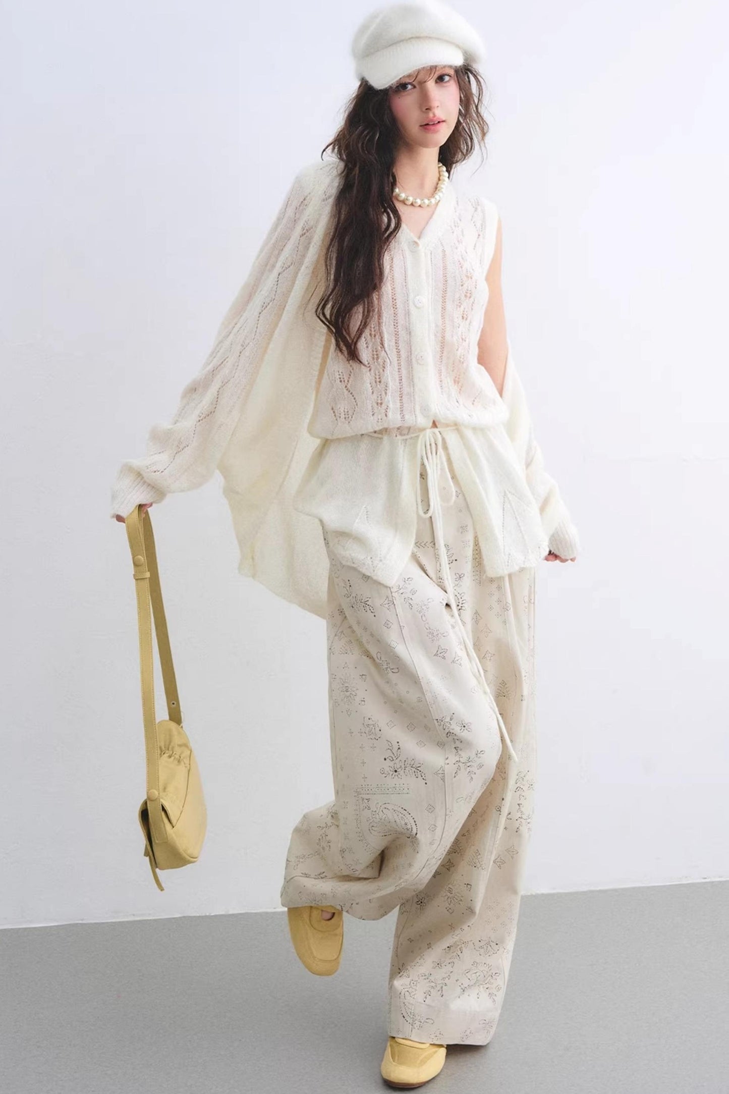 Lyocell Paisley Wide-Leg Pants