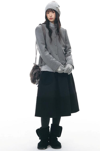 Textured Quilted A-Line Skirt