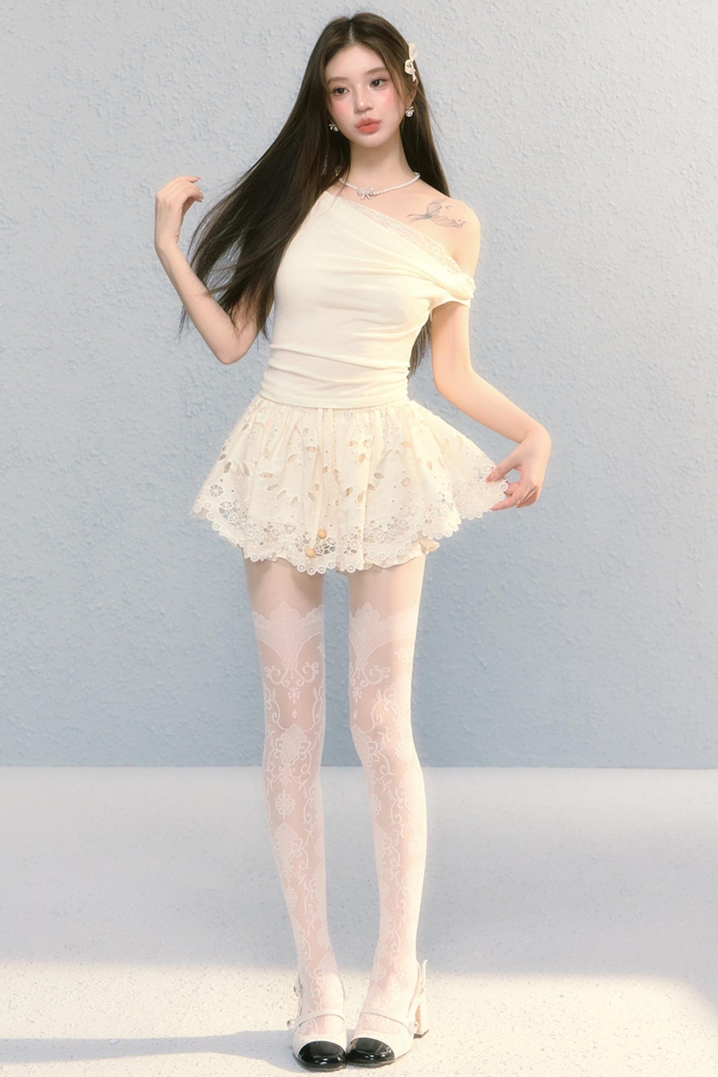 Summer Embroidered Lace Bloomer Skirt