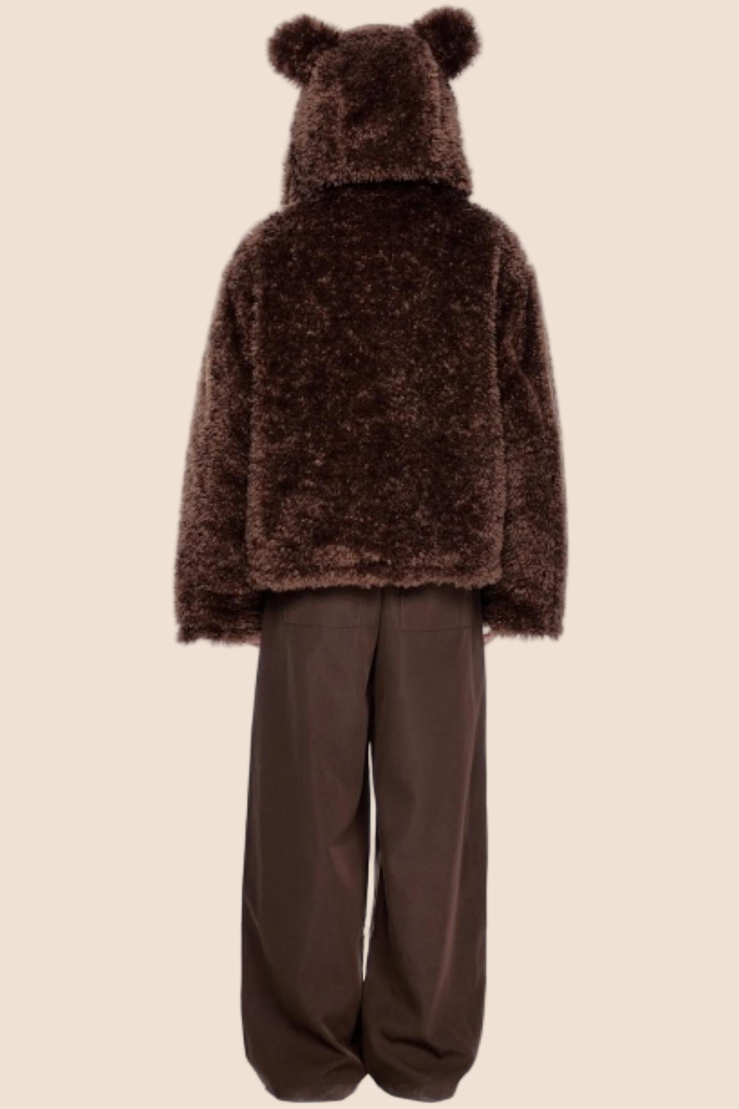 Ear-Flap Striped Faux Shearling Jacket