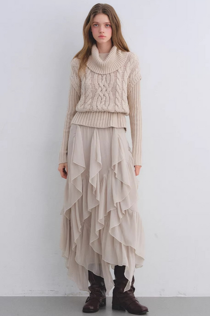 Wool Blend Cable Knit Sweater