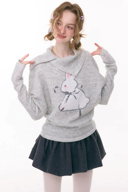 Rabbit Print Knitted Top