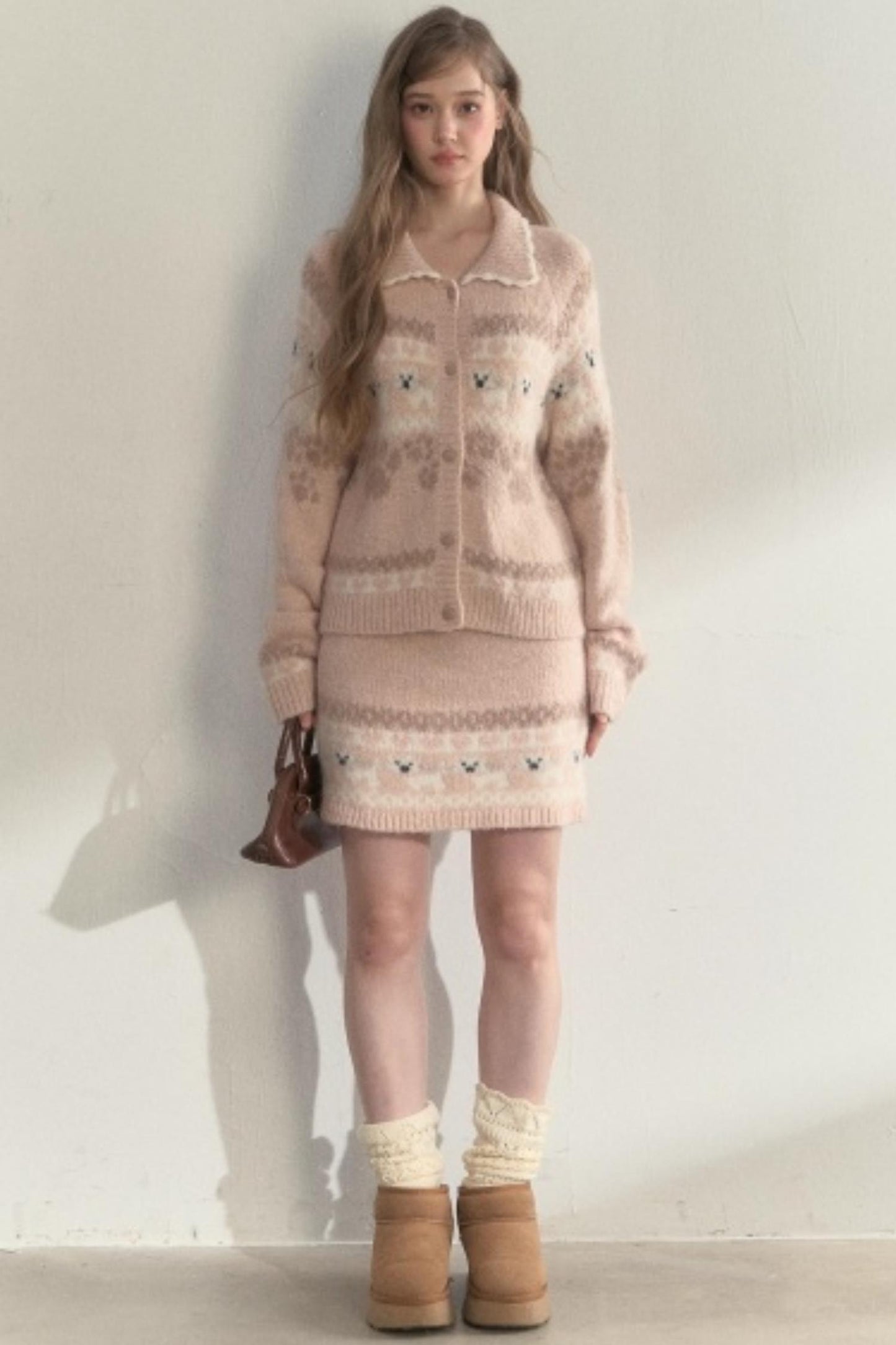 Vintage Knit College Style Sweater Set-Up