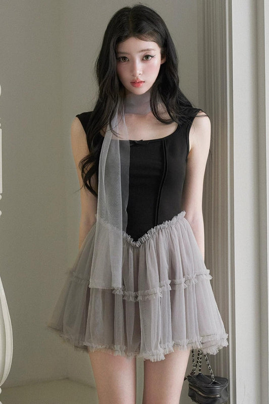 Mesh Patchwork Princess Dress