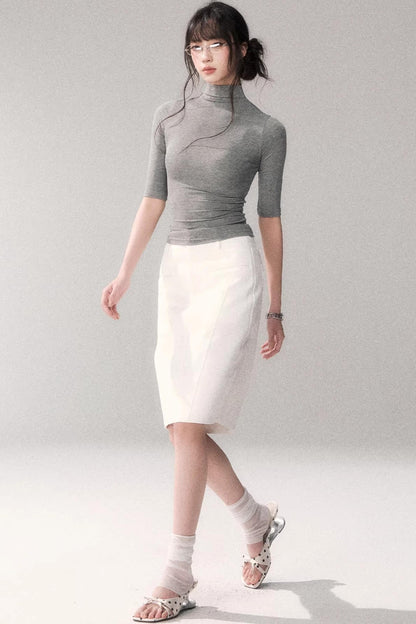 Cotton Washed Midi Skirt