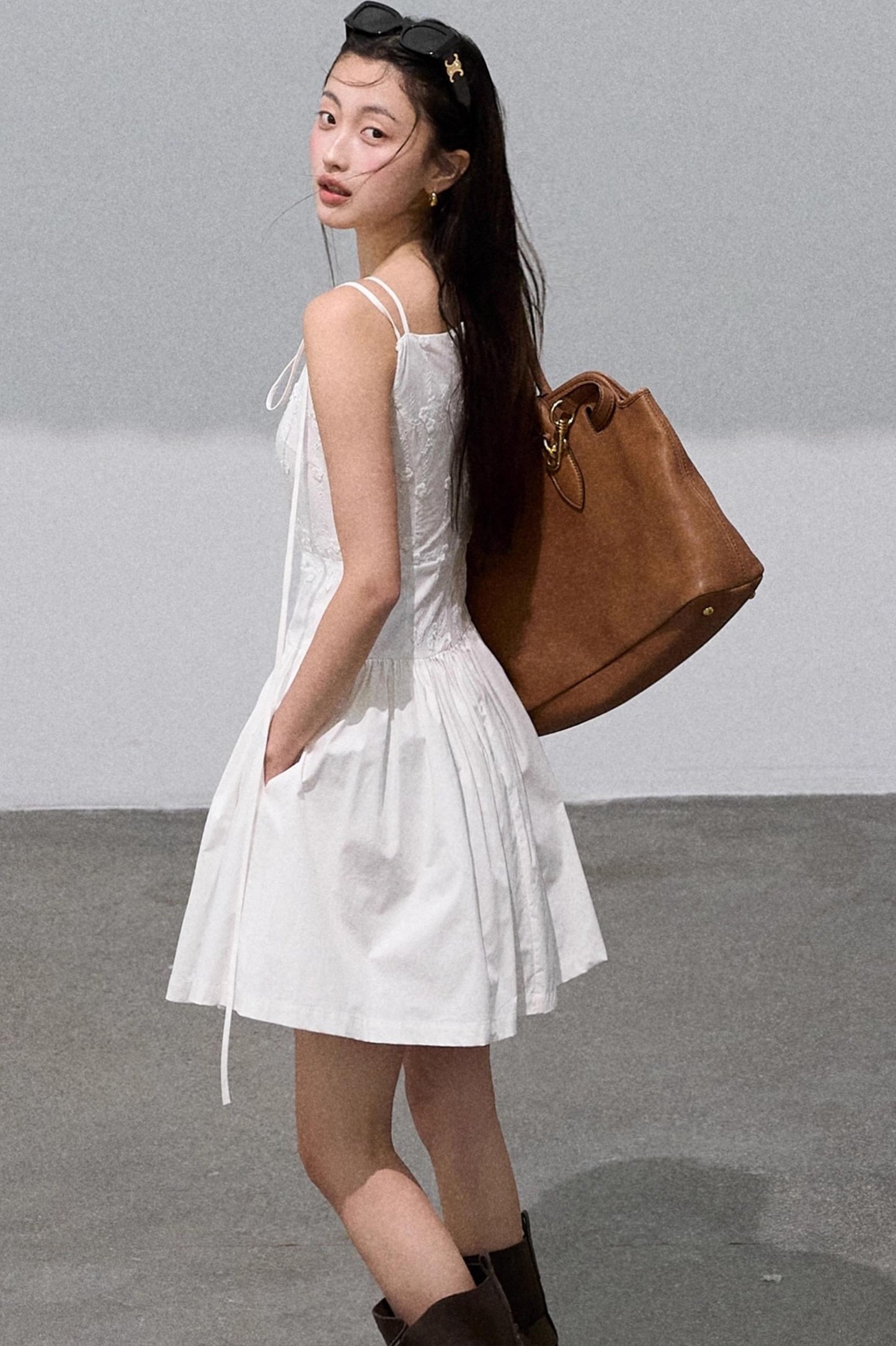 Three-Dimensional White Slip Dress