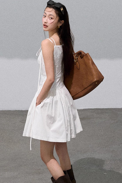 Three-Dimensional White Slip Dress