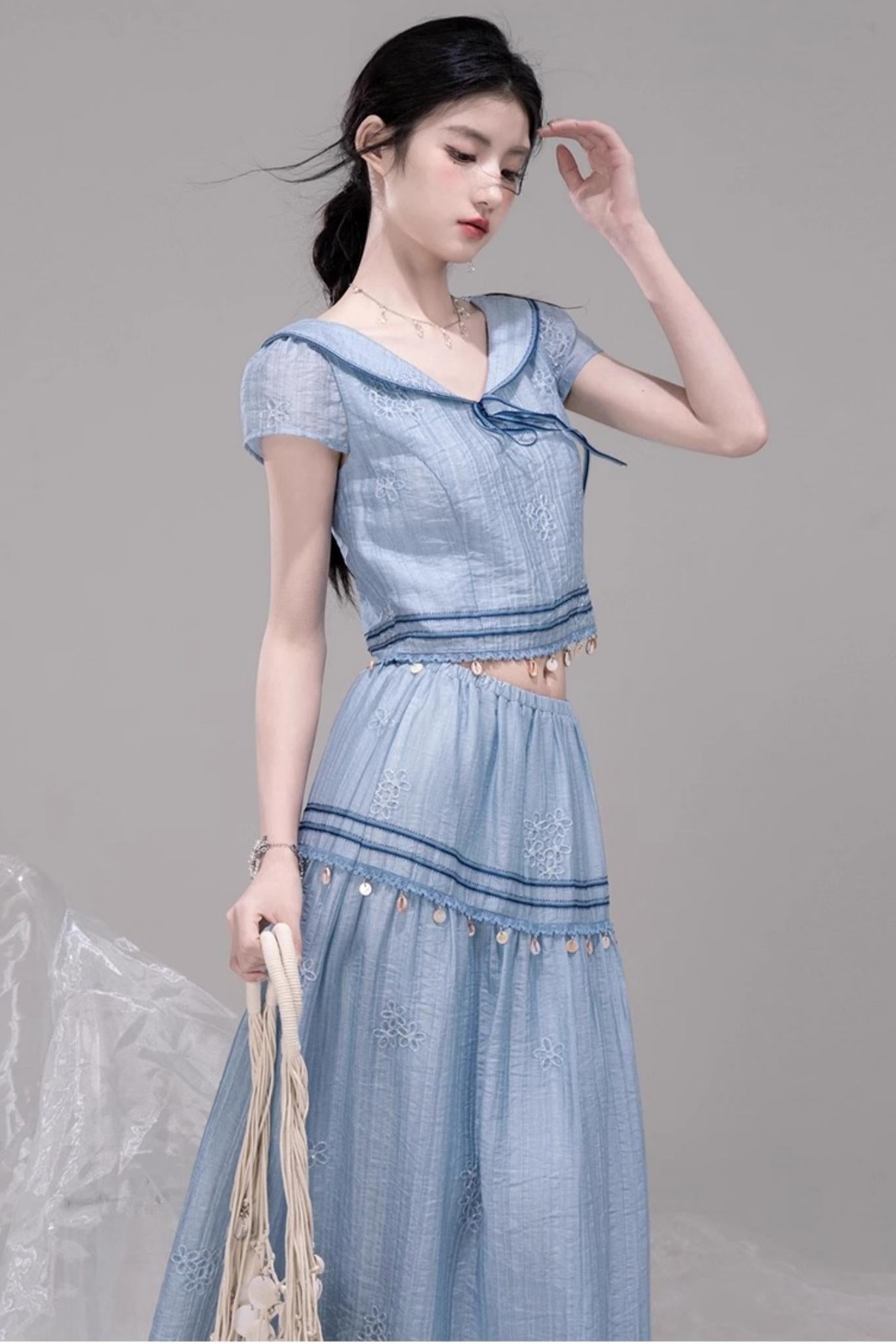 Misty Blue Halter Set