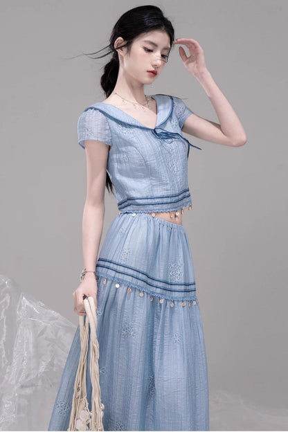 Misty Blue Halter Set