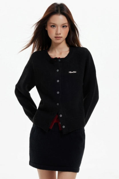 Fake Two-Piece Contrasting Knitted Cardigan