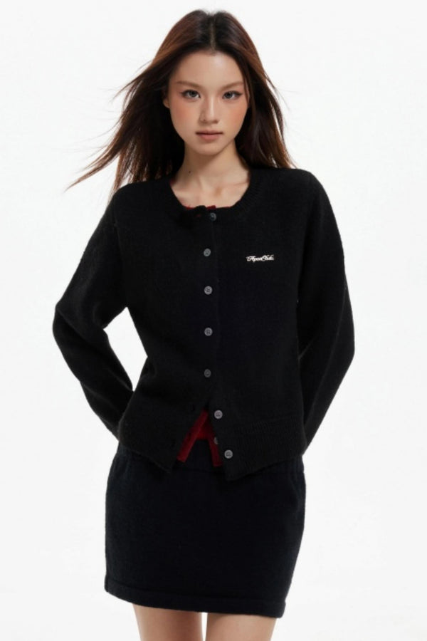 Fake Two-Piece Contrasting Knitted Cardigan