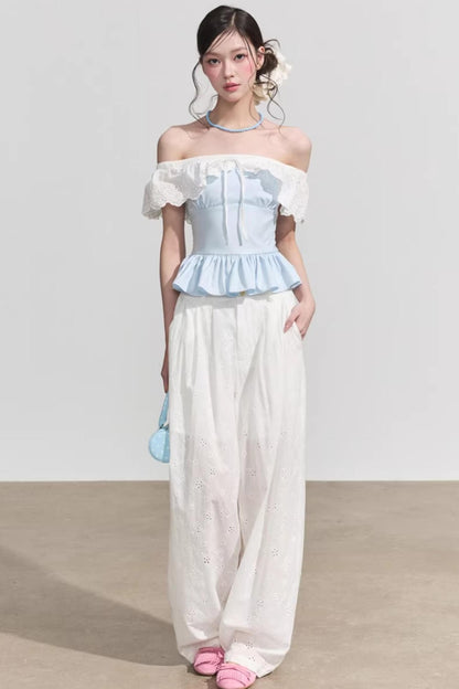 Blusa francese a fiori con volant