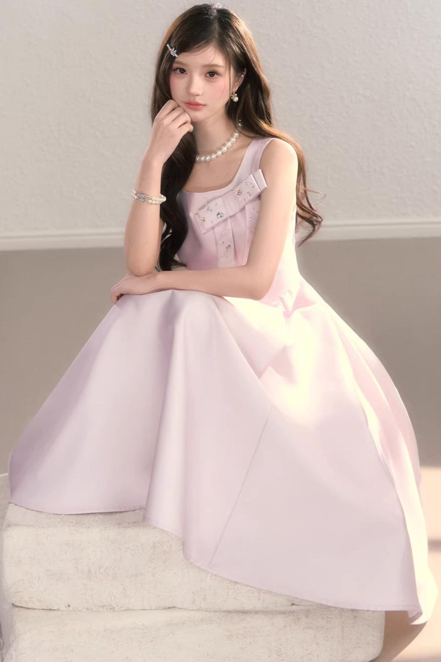 French Satin Bow Dress