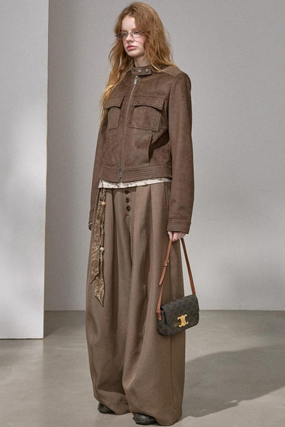 Suede Tailored Short Jacket