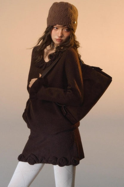 Stereo Rose Knit Sweater Set-Up