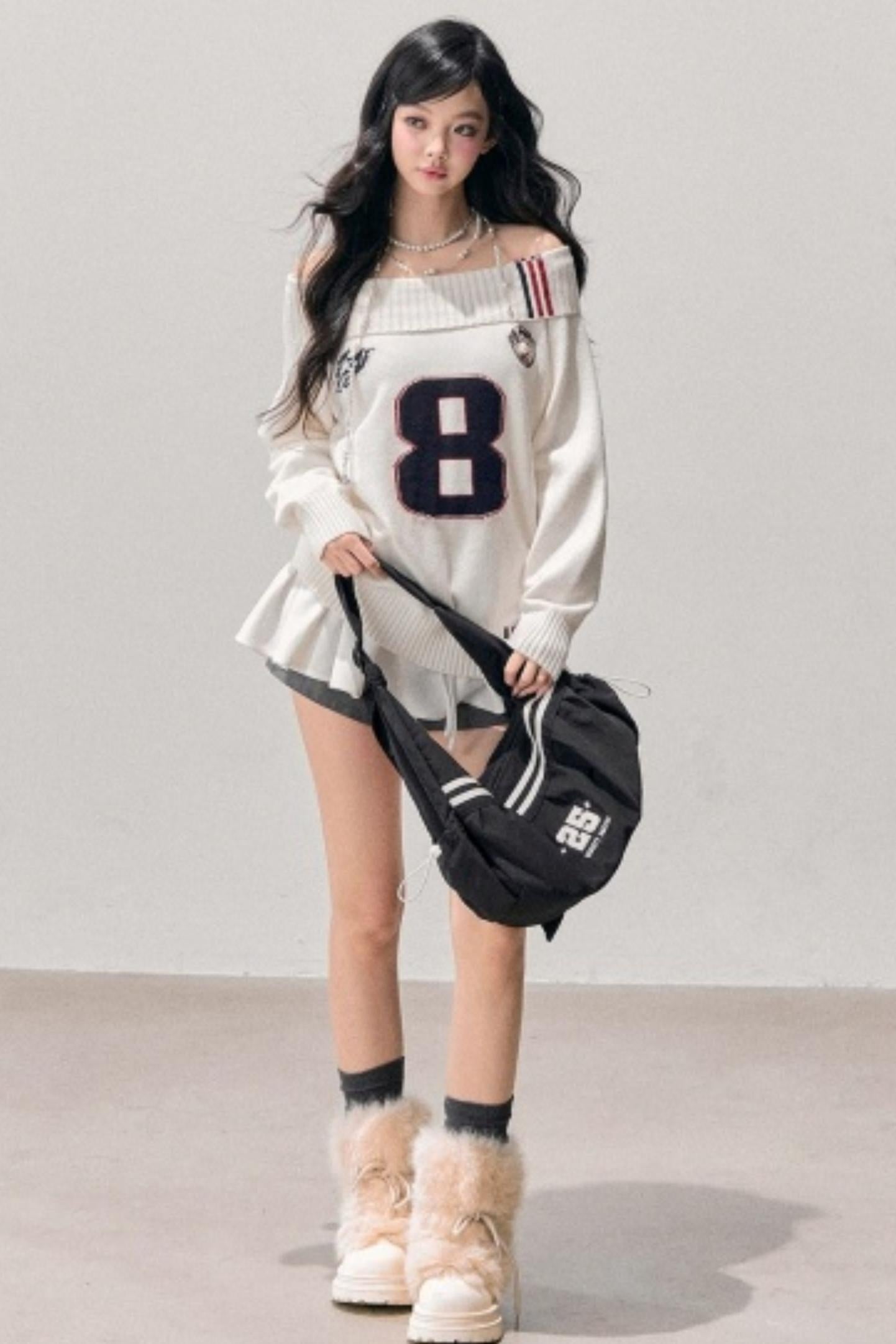 Youthful Off-Shoulder Knit Sweater