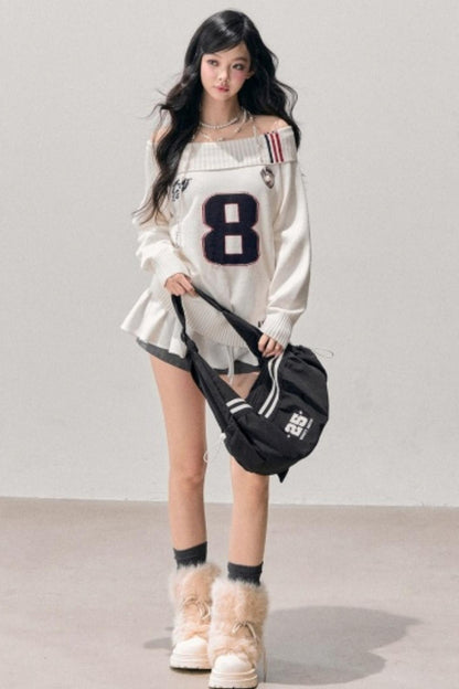 Youthful Off-Shoulder Knit Sweater