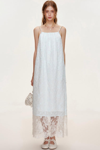 Ocean Blue Lace A-Line Dress