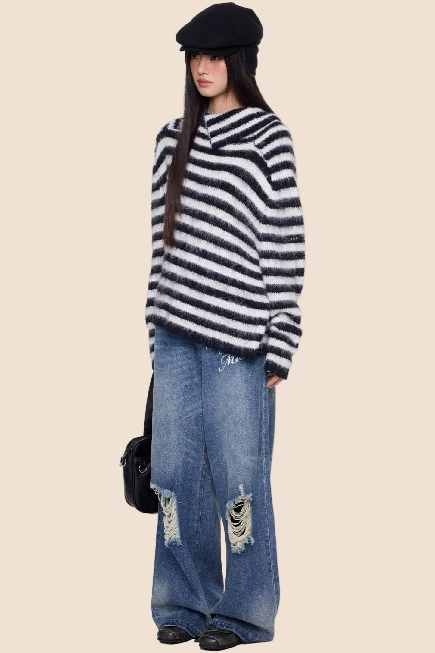 Irregular Lapel Knit Sweater