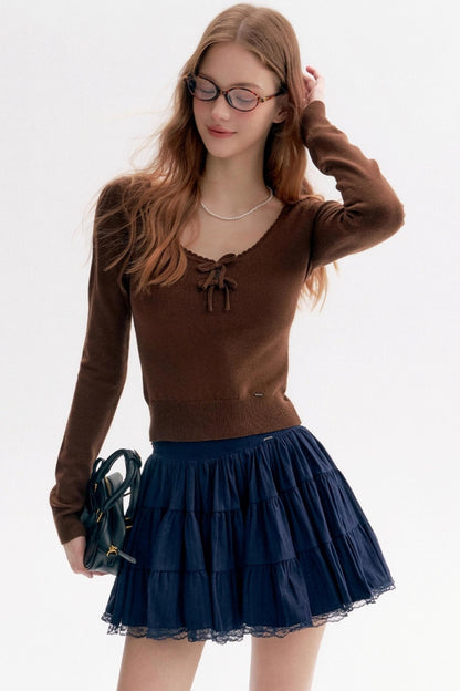 Ballet Lace Puffy A-Line Short Skirt