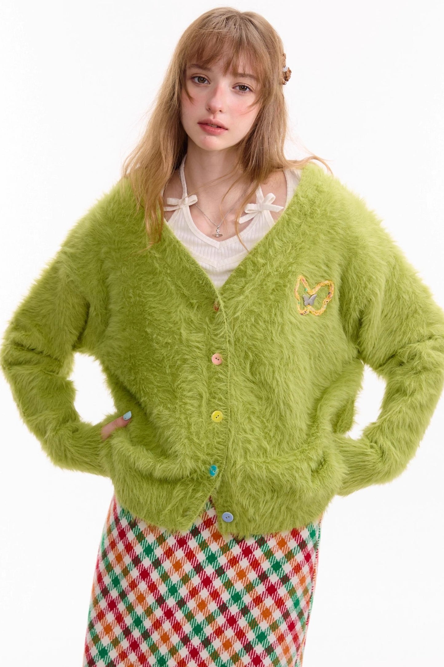 Lazy Butterfly Plush Cardigan