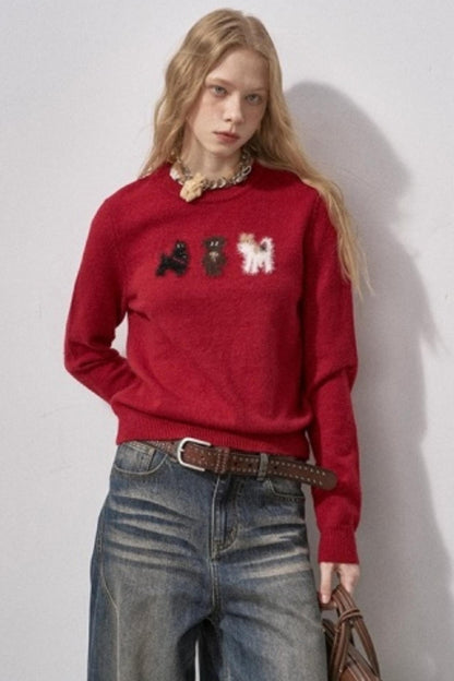 Faux Mink Fur Knit Sweater