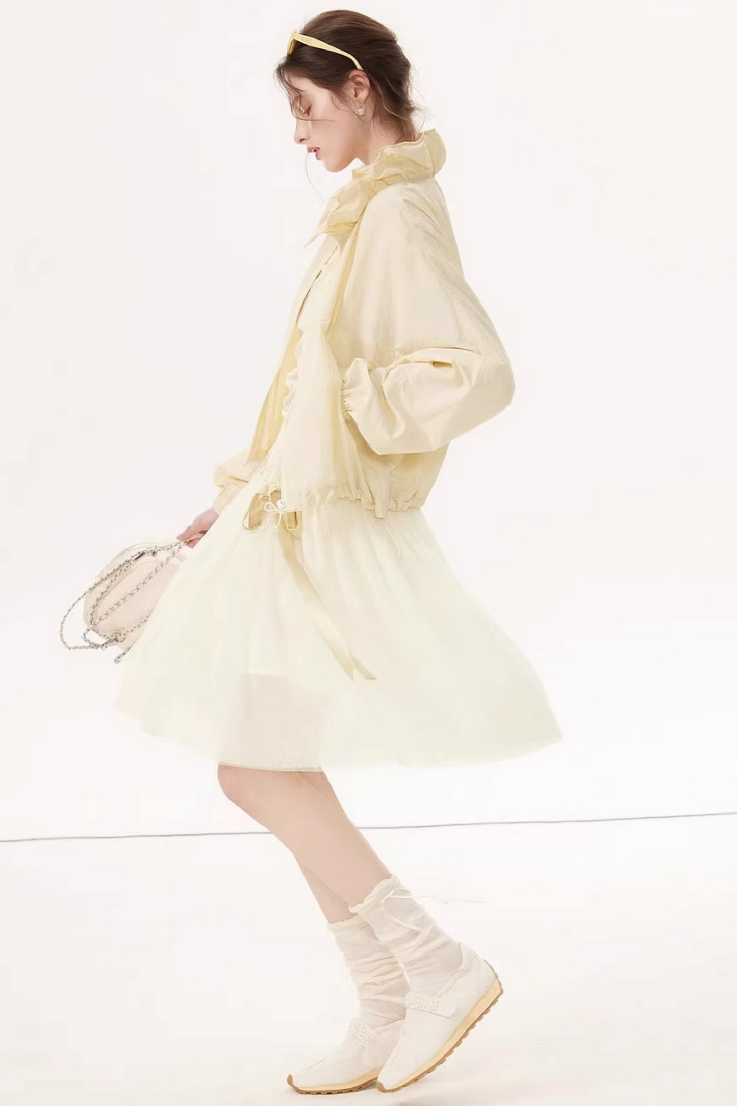Mesh Satin A-Line Skirt