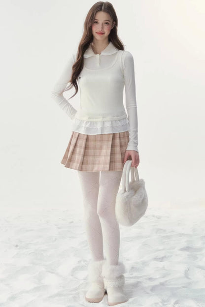Faux Two-Piece Knitted Blouse