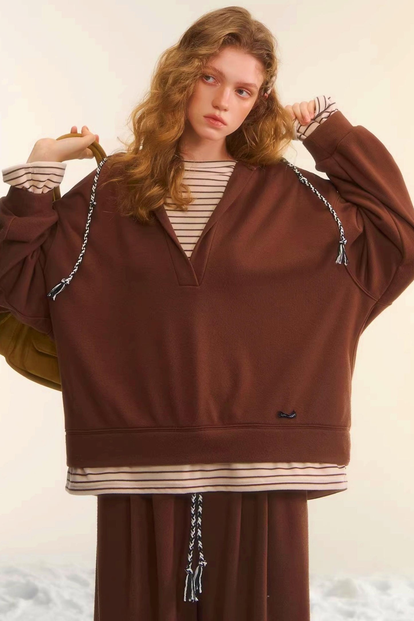 Retro Striped Patchwork Sweatshirt Set-Up