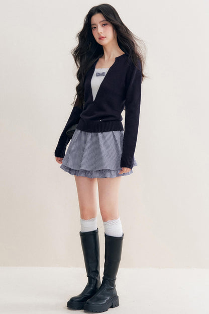 Elegance Bow Accent Skirt Set-Up