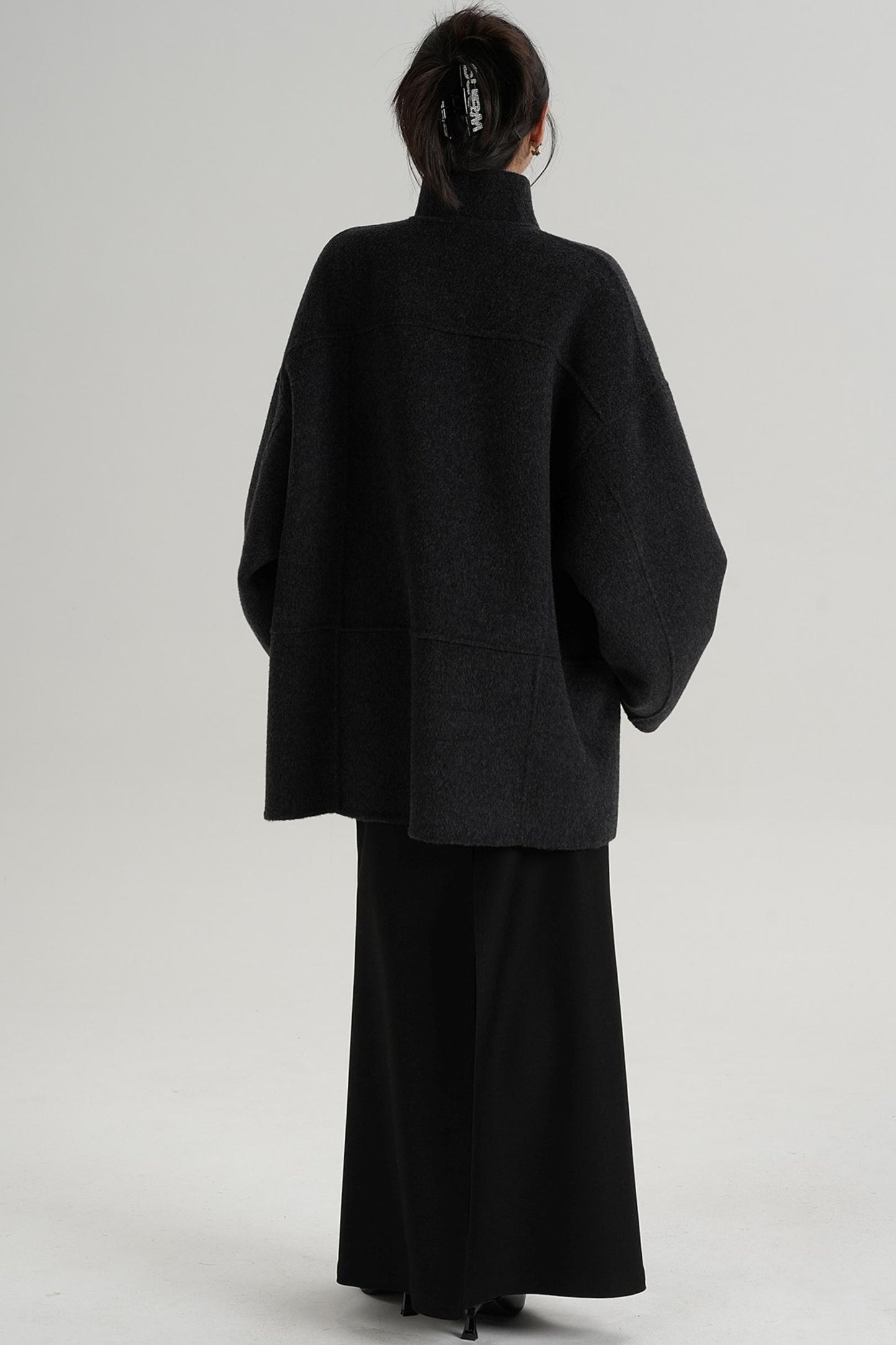 Stand-Up Collar Loose Sleeve Wool Jacket