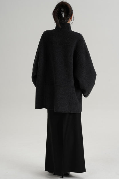 Stand-Up Collar Loose Sleeve Wool Jacket