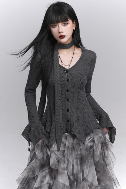 Gray Knitted Slim Top