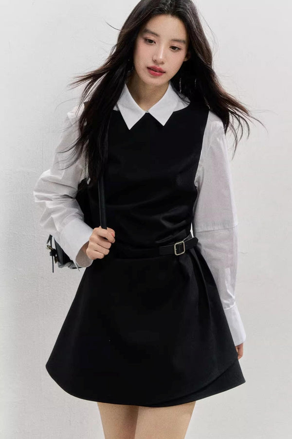 Sunset Leather Shirring Dress