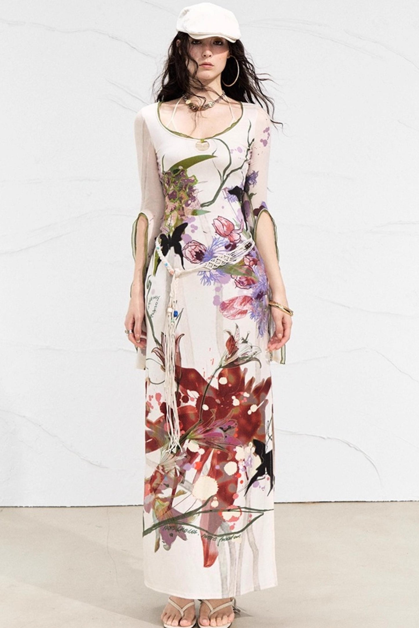 Floral Elegance Side-Slit Dress