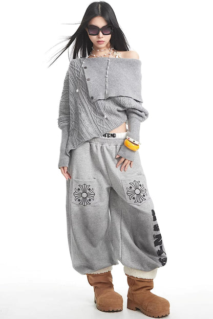 White One-Shoulder Knitted Sweater