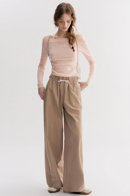 Autumn Contrast Wide-leg Slacks