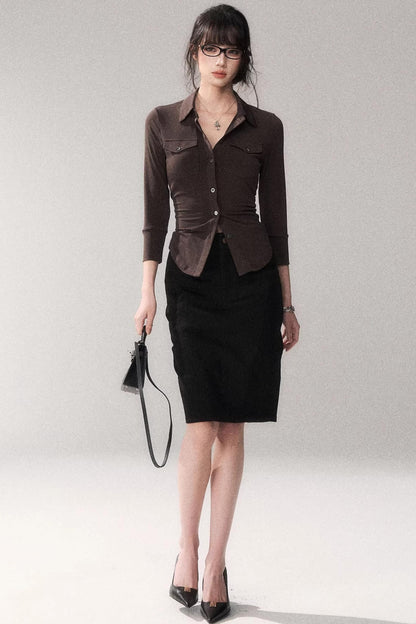 Gao Shu Stretchy Slim Shirt