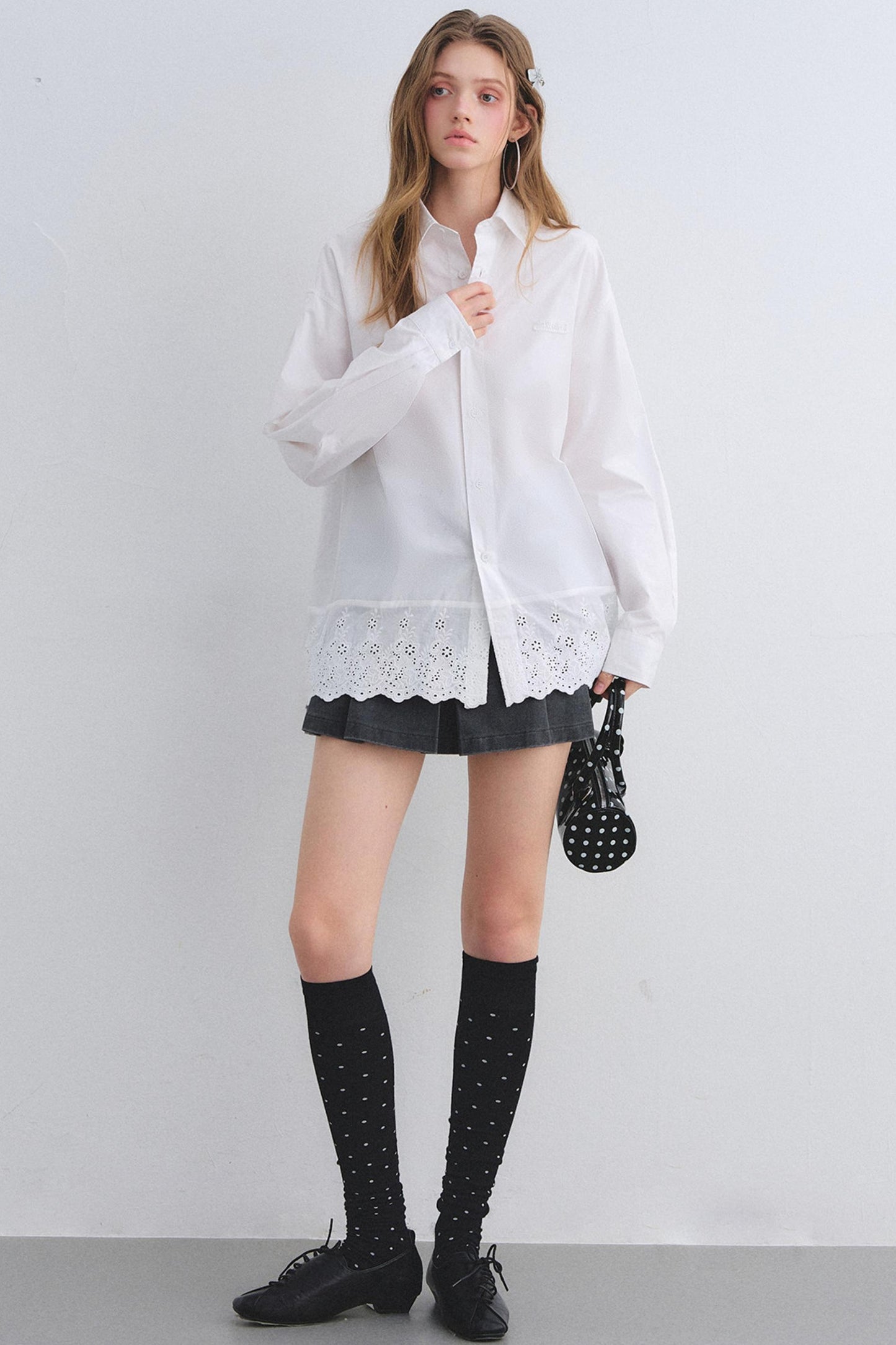 Cut-Out Embroidered Polo Shirt