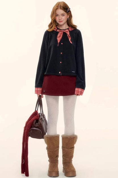 Wool Blend Plaid Sweater