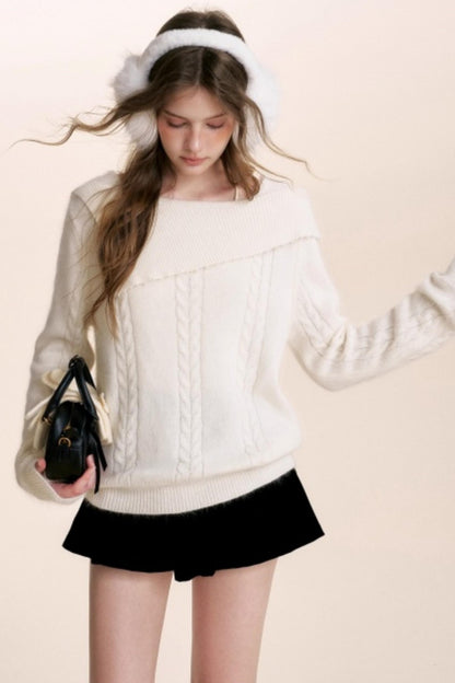 Velvet Pearl One-Shoulder Sweater