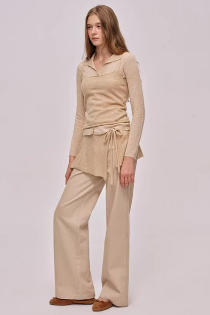 Custom-Dyed Apricot Denim Pants