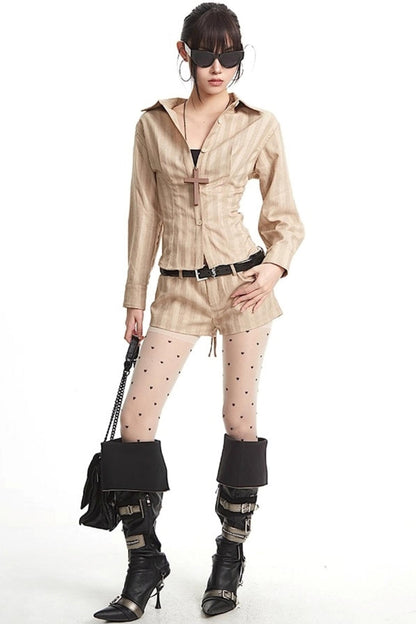 Vintage Pinched Waist Lapel Shirt Set-Up