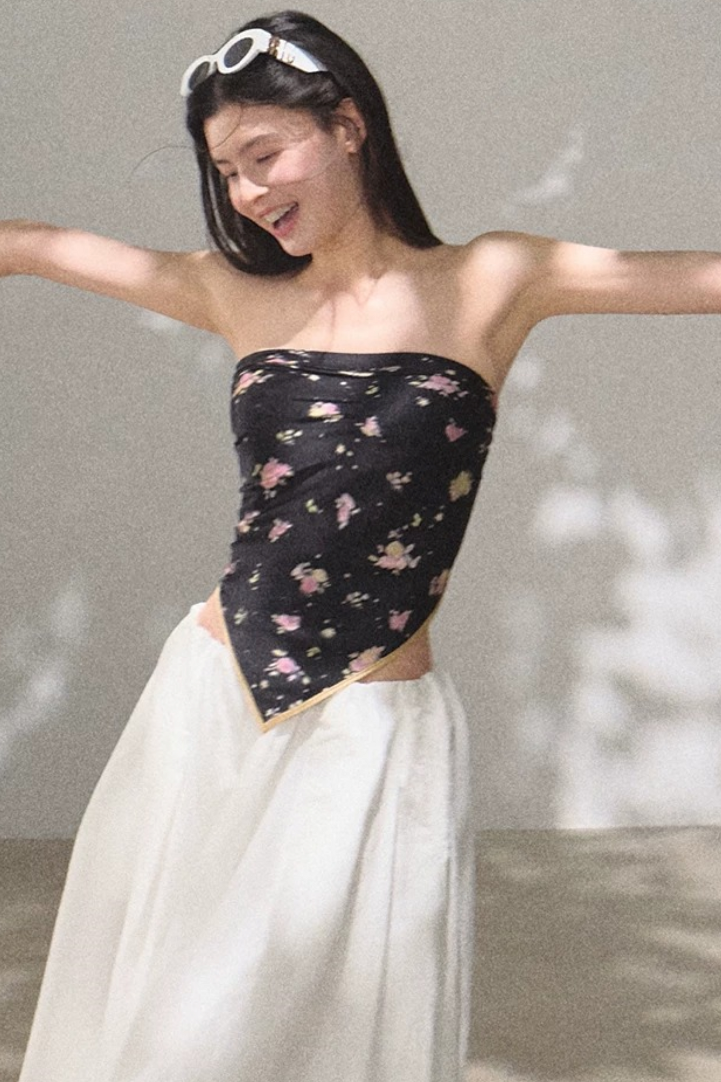 Magic Silk Contrast Edge Scarf Top