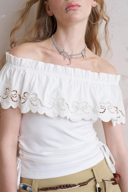 One-Shoulder Lace Wave Top