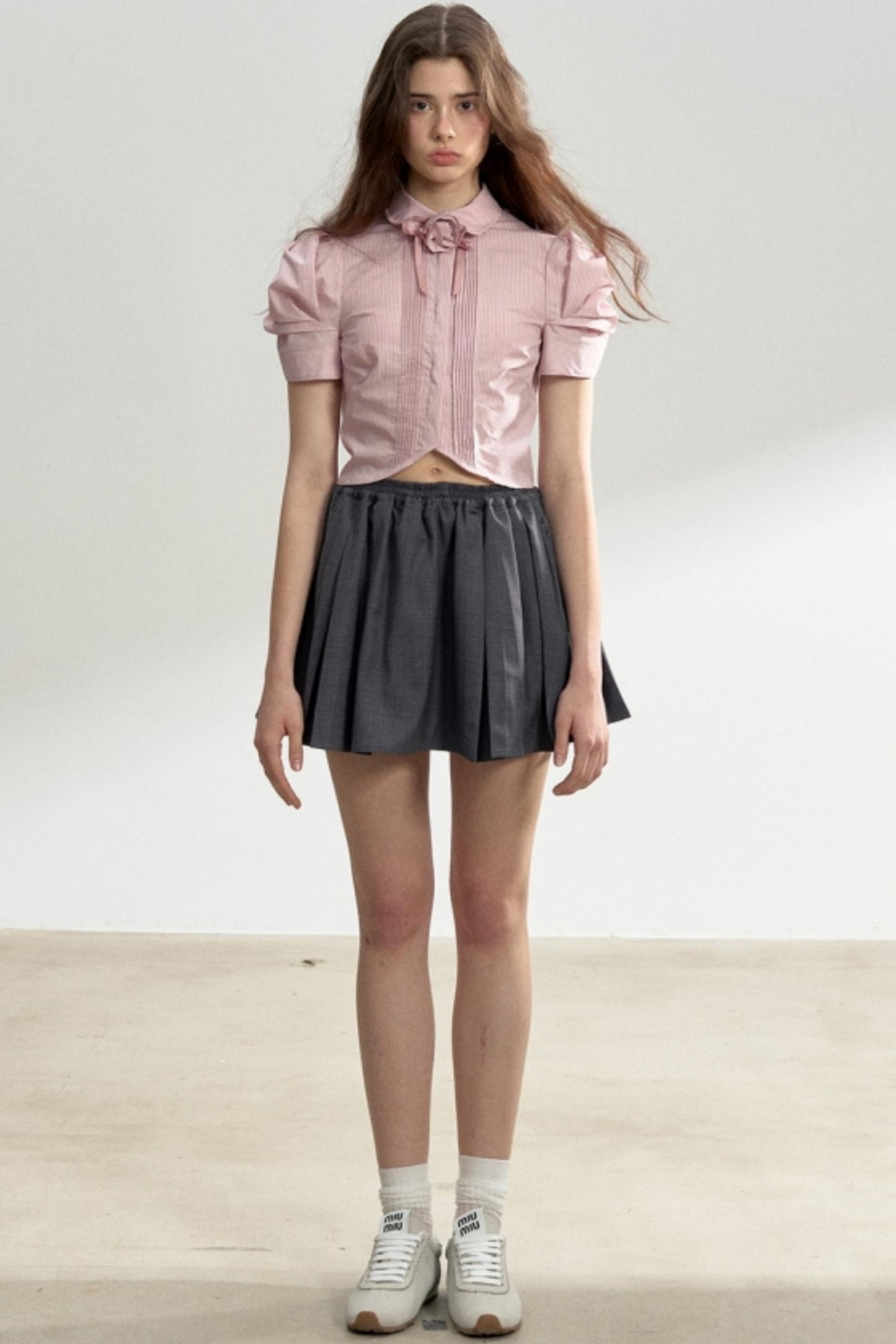 Vintage Pleated Striped Shirt