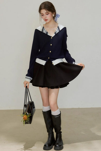 Ruffled Pleated A-Line Skirt